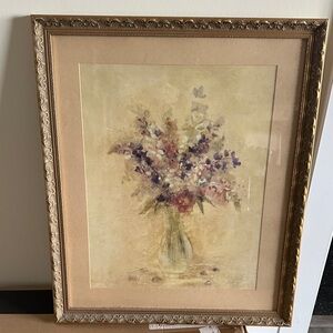 Elegant Floral Art Print in Gold Frame